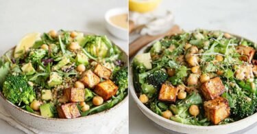 High-Protein Vegan Salad Bowl with Tempeh, Tofu, and Fresh Greens recipe photo