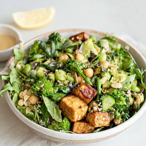 High-Protein Vegan Salad Bowl with Tempeh, Tofu, and Fresh Greens extra recipe photo