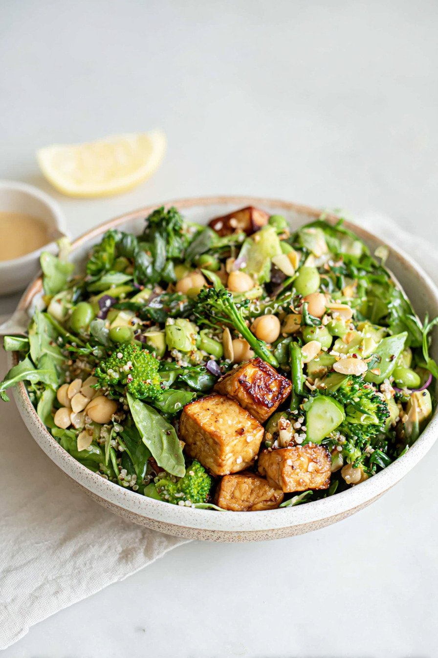 High-Protein Vegan Salad Bowl with Tempeh, Tofu, and Fresh Greens extra recipe photo