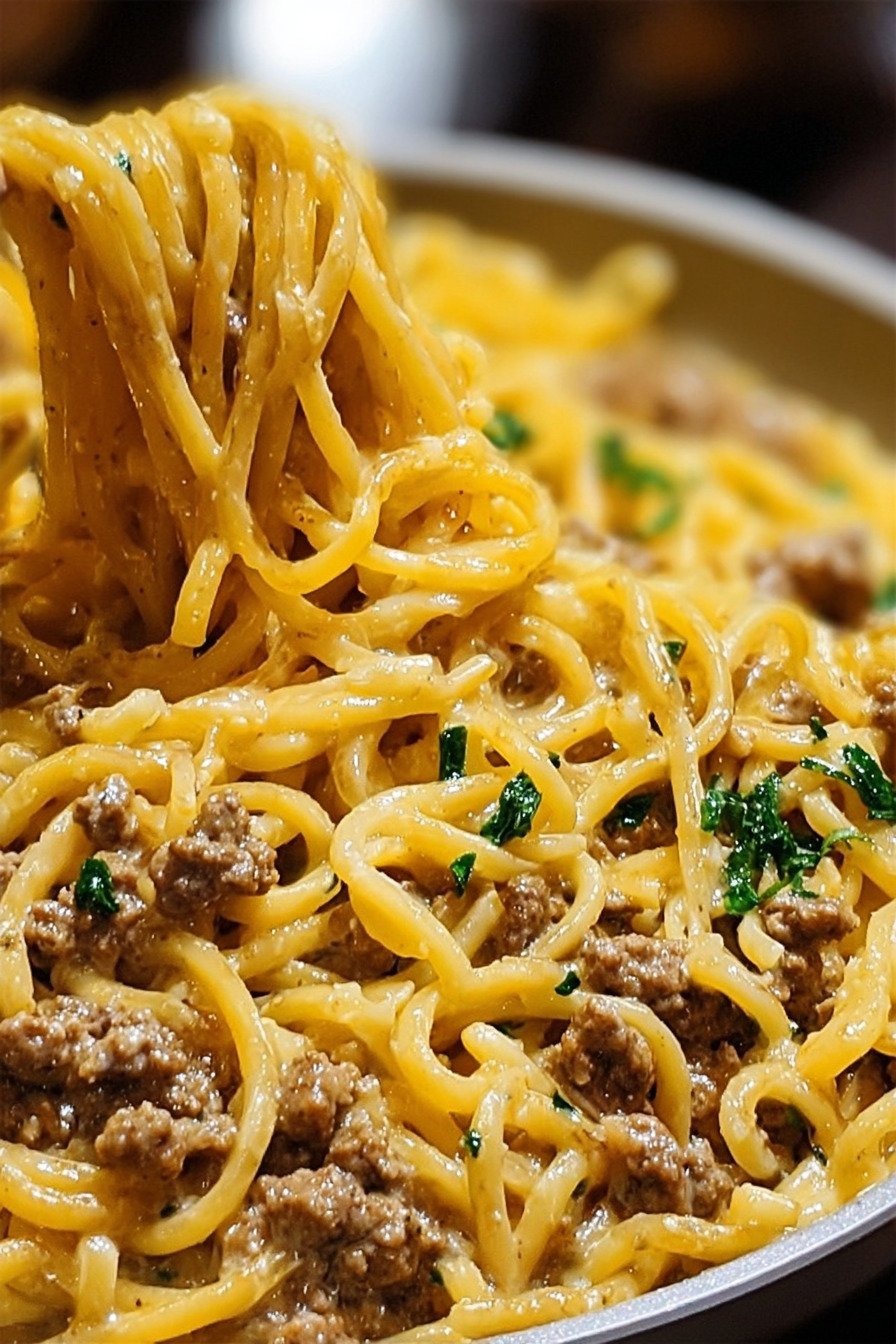 One-Pot Creamy Beef and Garlic Butter Pasta extra recipe photo
