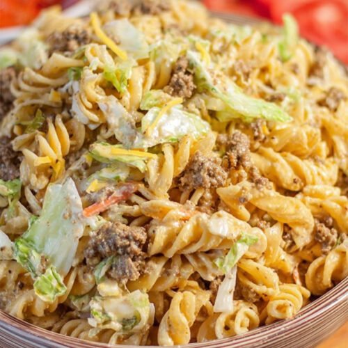 Big Mac Pasta Salad with Creamy Burger Sauce extra recipe photo