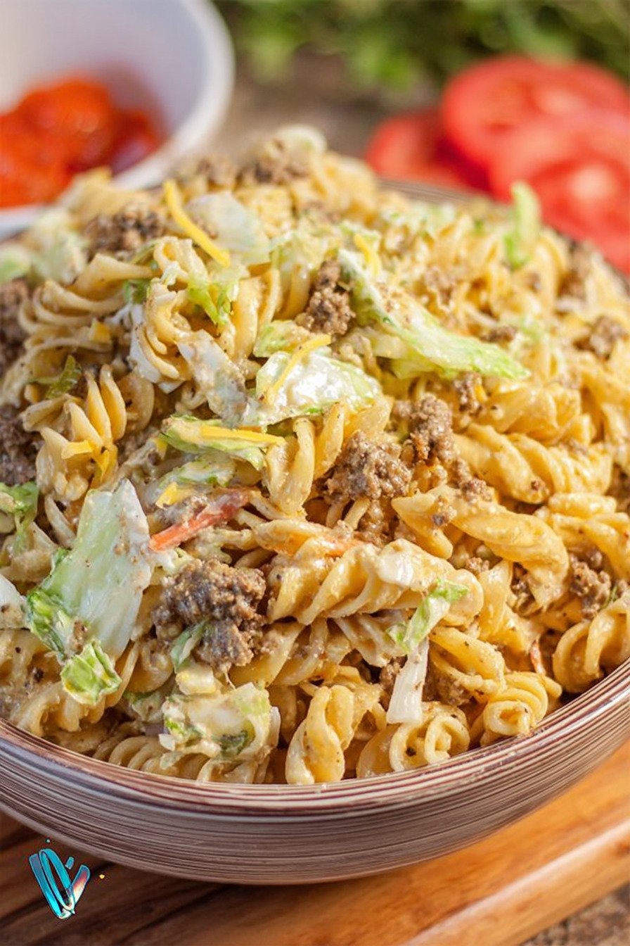 Big Mac Pasta Salad with Creamy Burger Sauce extra recipe photo