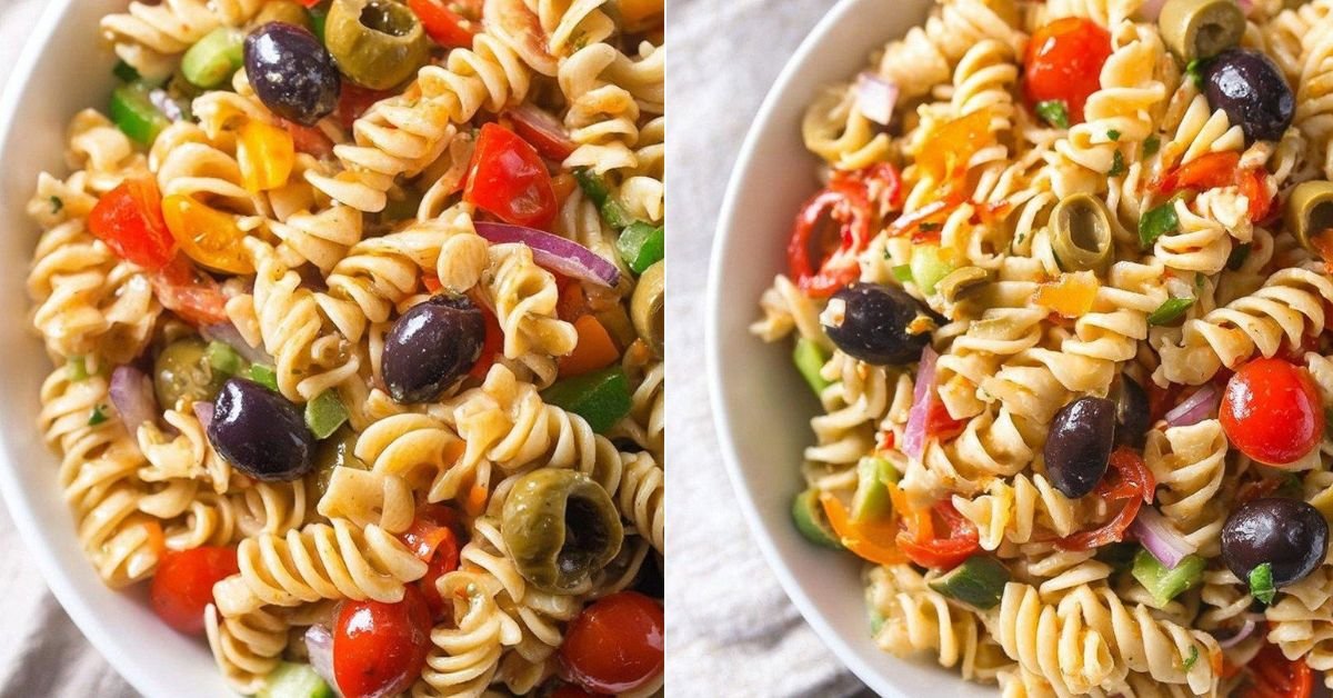 Vegan Pasta Salad with Olives, Peppers, and Italian Dressing recipe photo