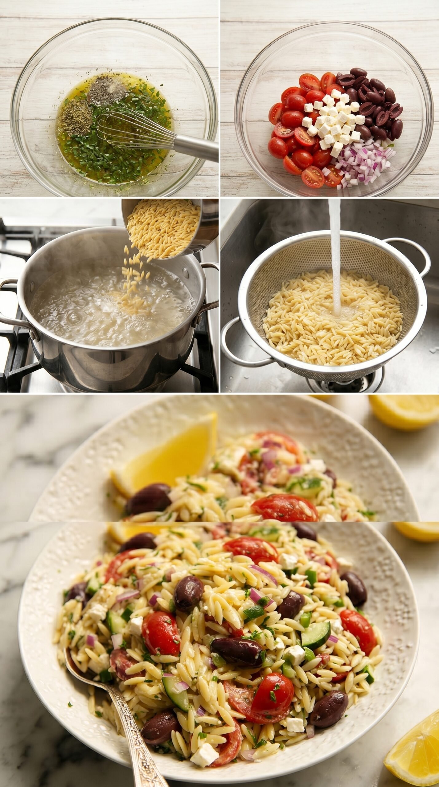 Greek Orzo Pasta Salad with Feta, Olives, and Lemon recipe instructions