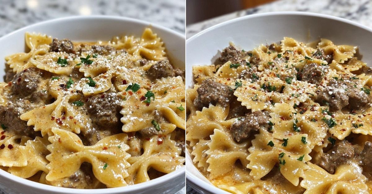 Creamy Parmesan Garlic Beef Bowtie Pasta: An Easy Family Dinner Favorite recipe photo