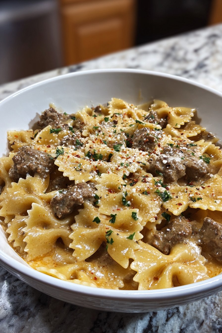 Creamy Parmesan Garlic Beef Bowtie Pasta: An Easy Family Dinner Favorite recipe tips