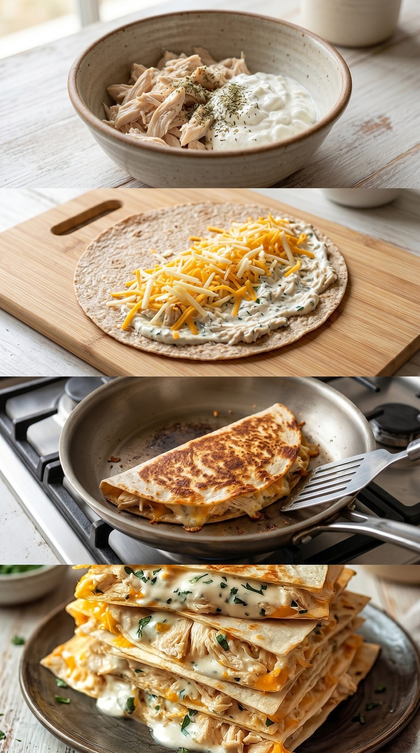 Irresistible High-Protein Chicken Ranch Quesadilla recipe instructions