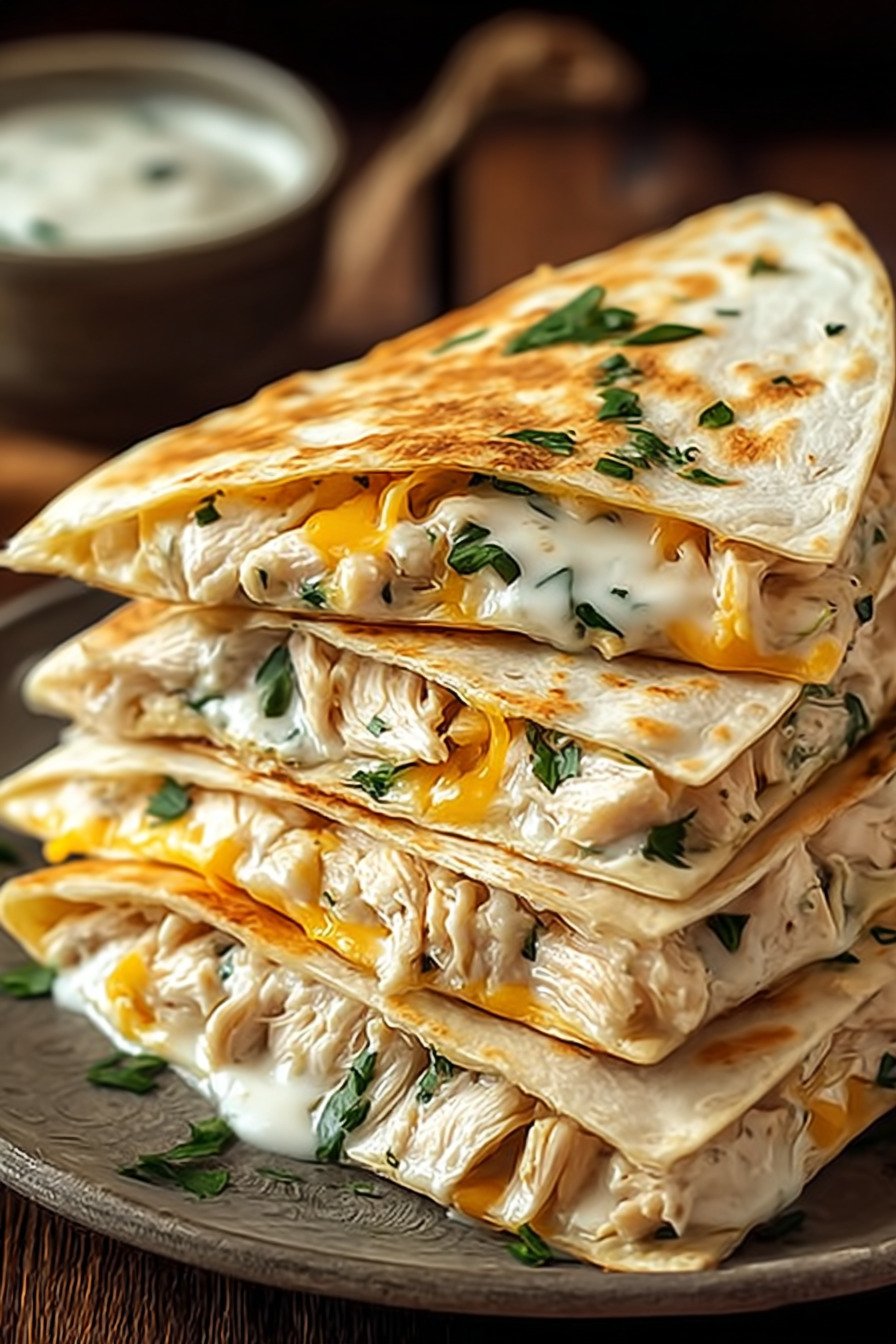 Irresistible High-Protein Chicken Ranch Quesadilla final result