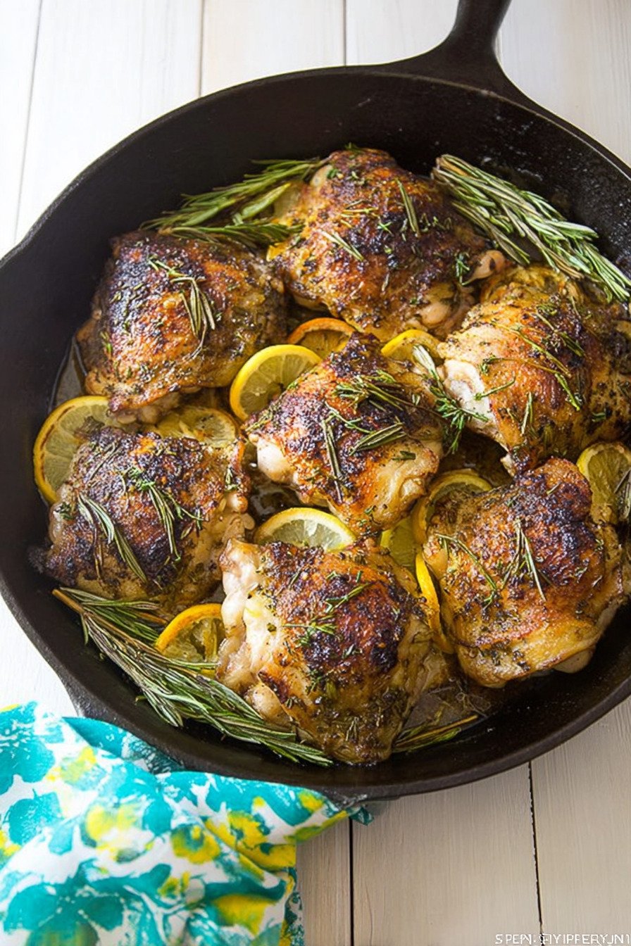 Oven Roasted Chicken Thighs with Lemon and Fresh Herbs final result