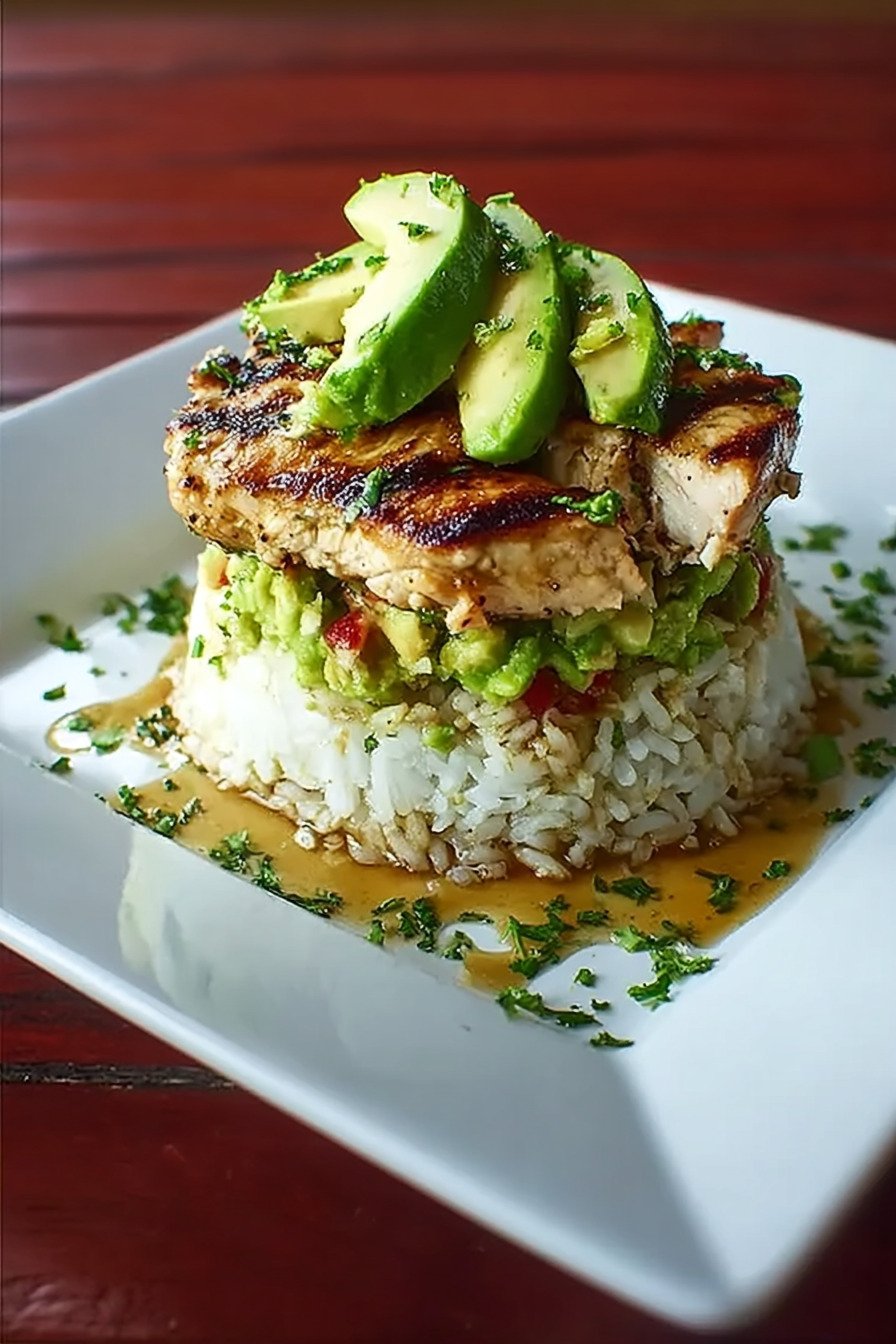 Honey Lime Chicken Avocado Rice Stack recipe tips