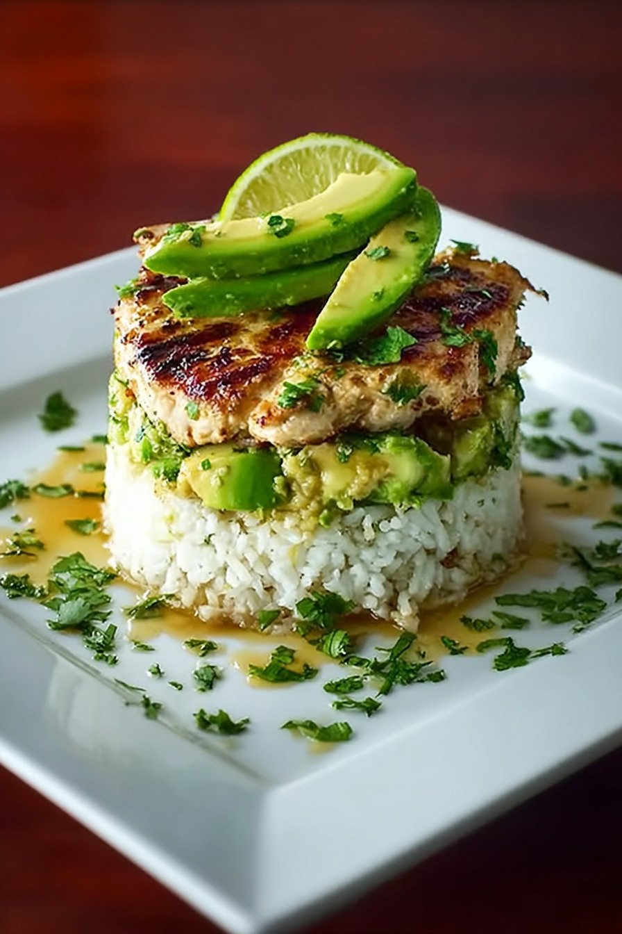 Honey Lime Chicken Avocado Rice Stack extra recipe photo