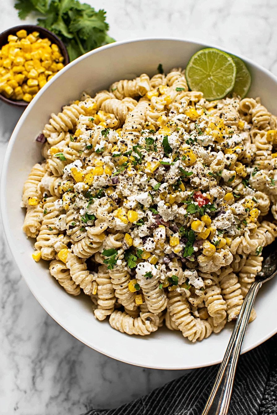 20-Minute Creamy Street Corn Pasta Salad final result