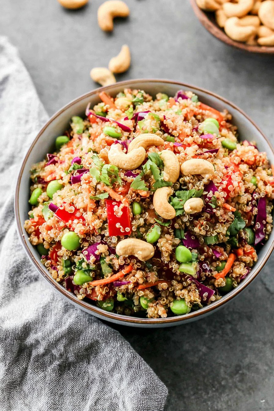 Thai Quinoa Salad with Crunchy Vegetables and Peanut Ginger Dressing final result