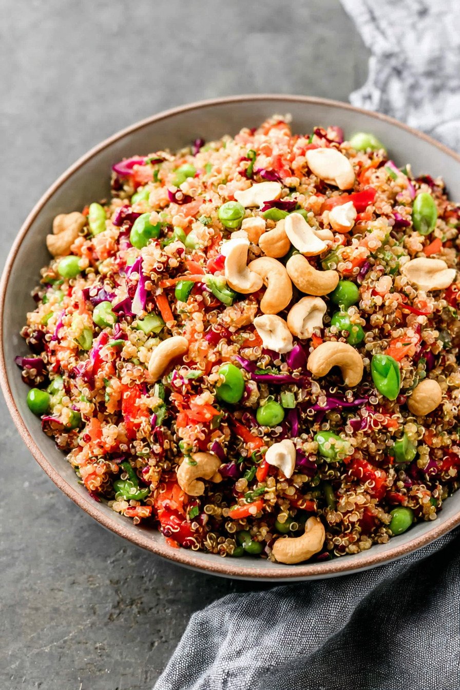 Thai Quinoa Salad with Crunchy Vegetables and Peanut Ginger Dressing extra recipe photo