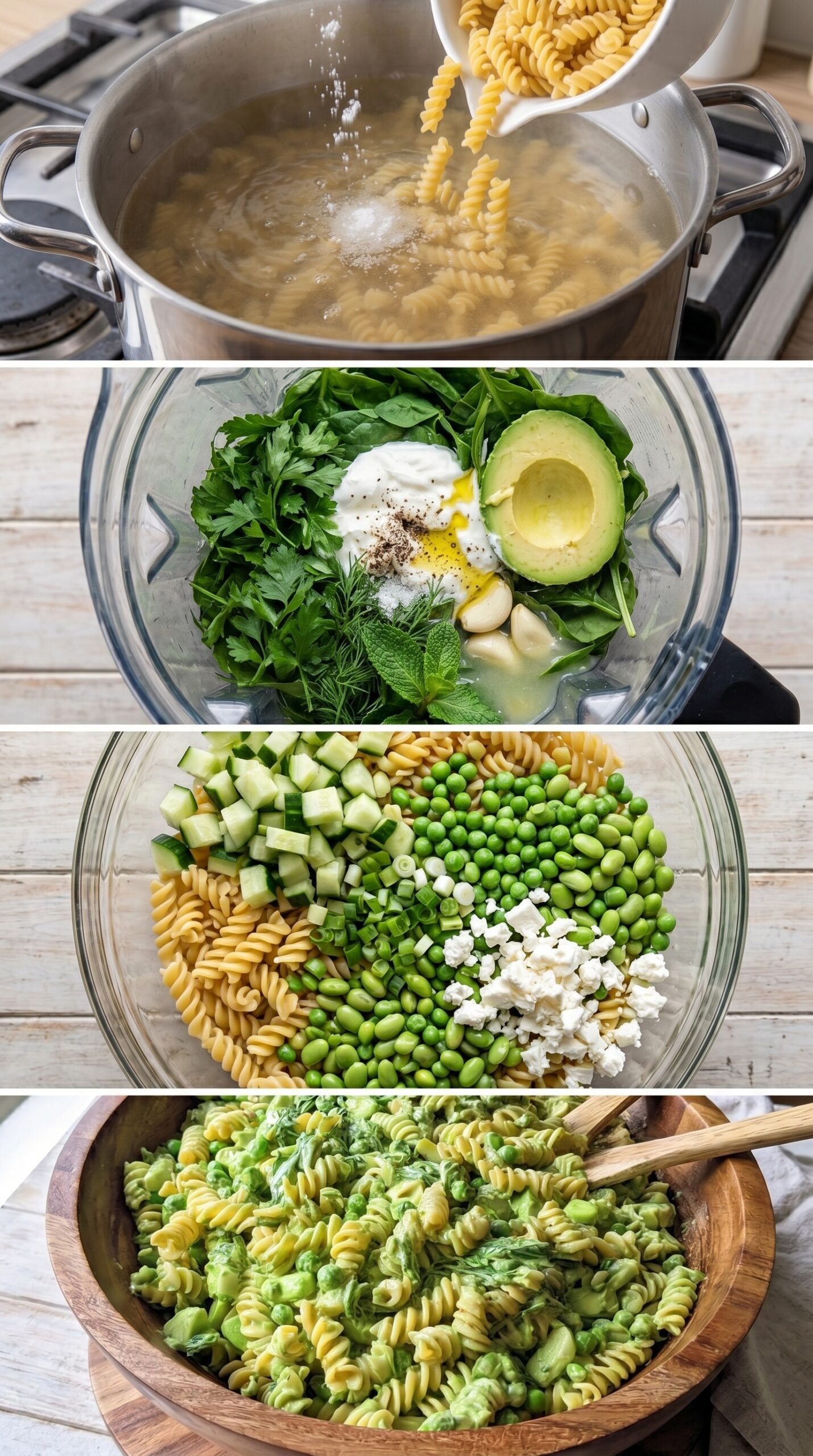 Easy Green Goddess Pasta Salad with Creamy Dressing recipe instructions