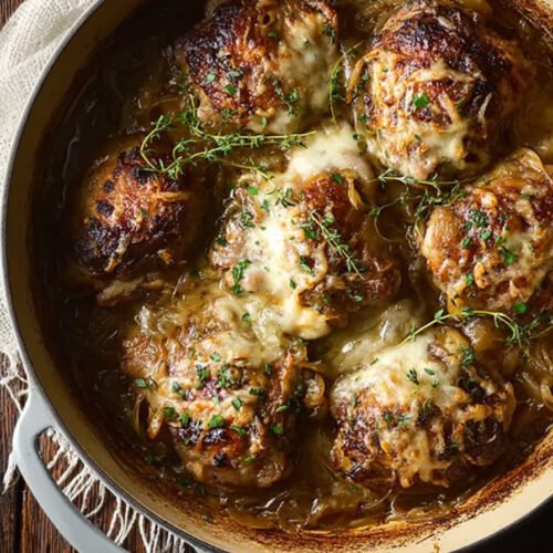 French Onion Chicken Thighs with Gruyère and Caramelized Onions extra recipe photo