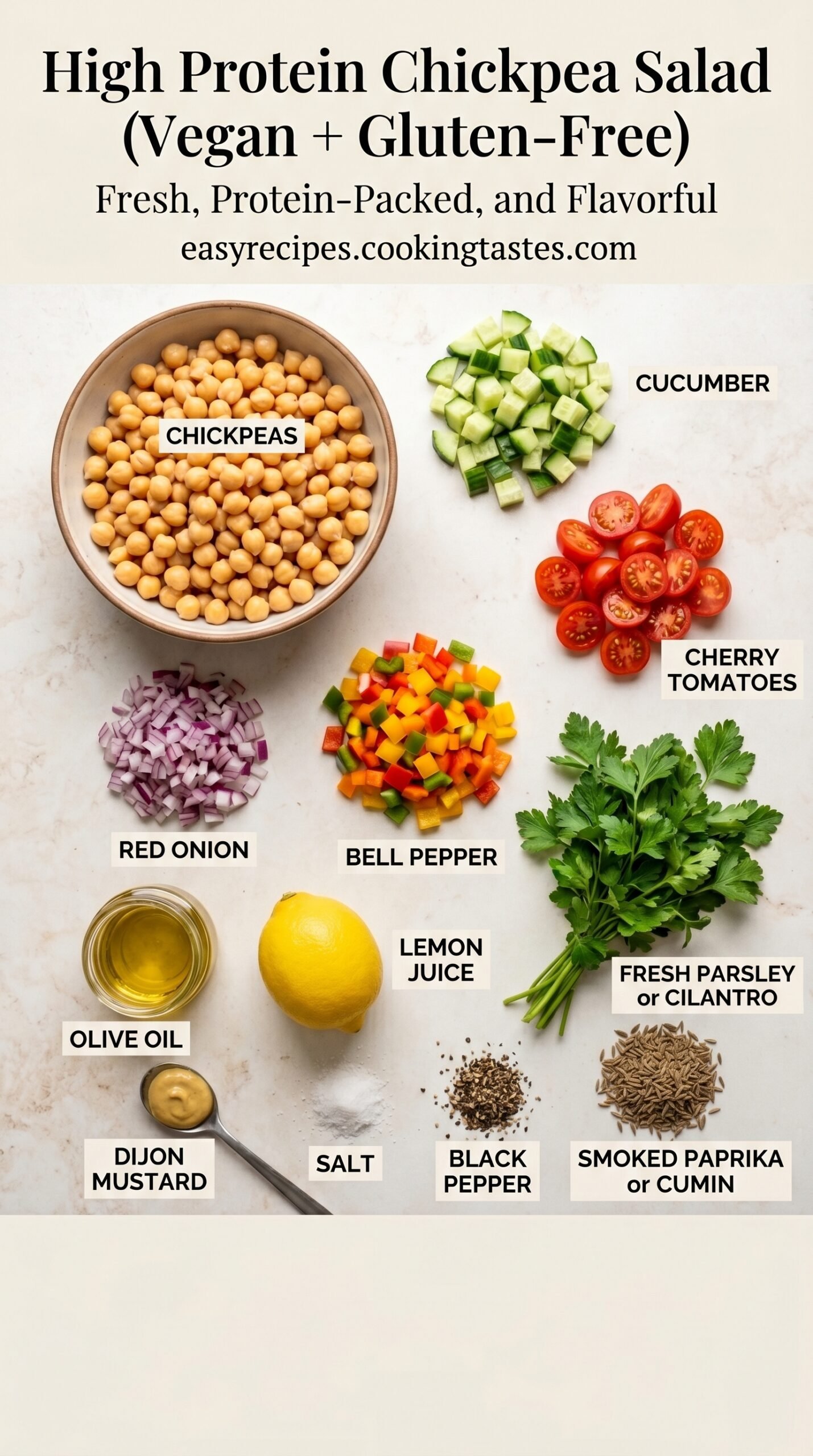 High Protein Chickpea Salad (Vegan + Gluten-Free) with Fresh Crunch recipe ingredients