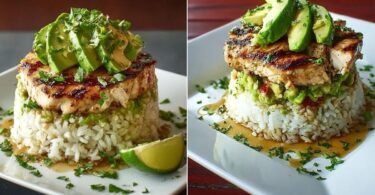 Honey Lime Chicken Avocado Rice Stack recipe photo