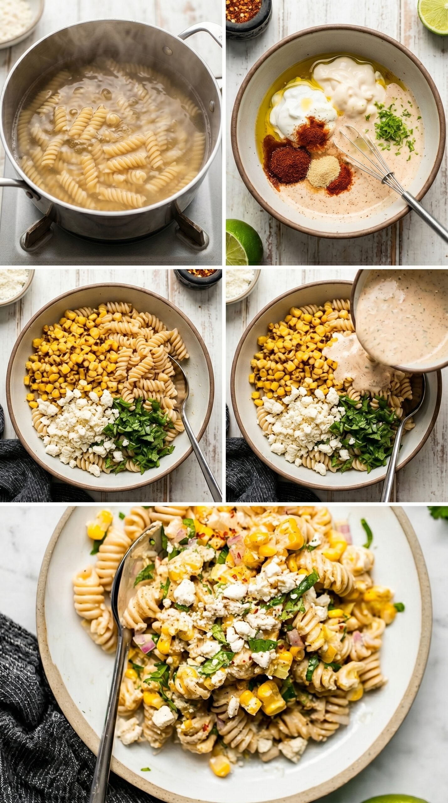 20-Minute Creamy Street Corn Pasta Salad recipe instructions