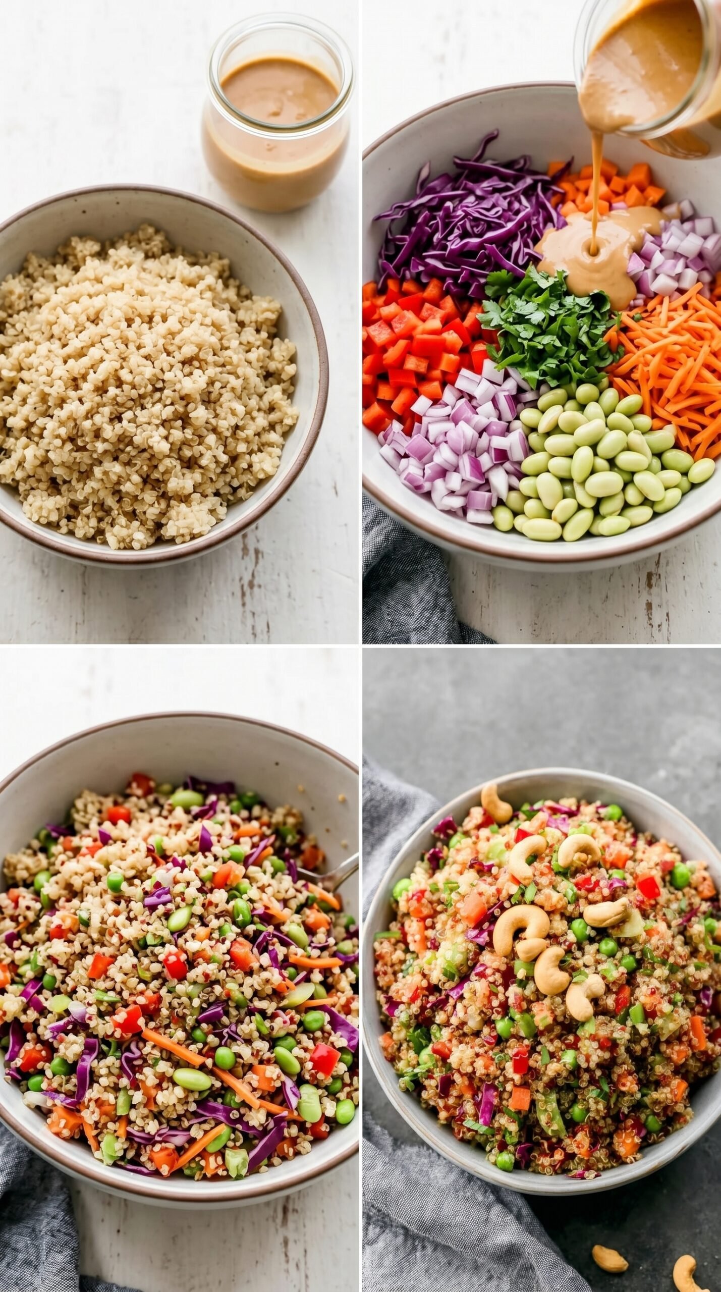Thai Quinoa Salad with Crunchy Vegetables and Peanut Ginger Dressing recipe instructions